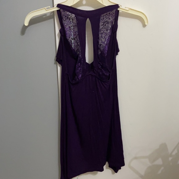 Dark Purple Blouse with Lace - Picture 5 of 5